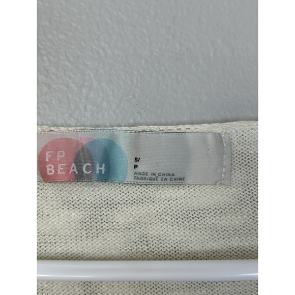 FP Beach Marina Del Sol Sweater Top Cream small oversized boho Beach Preppy Knit - Picture 7 of 12